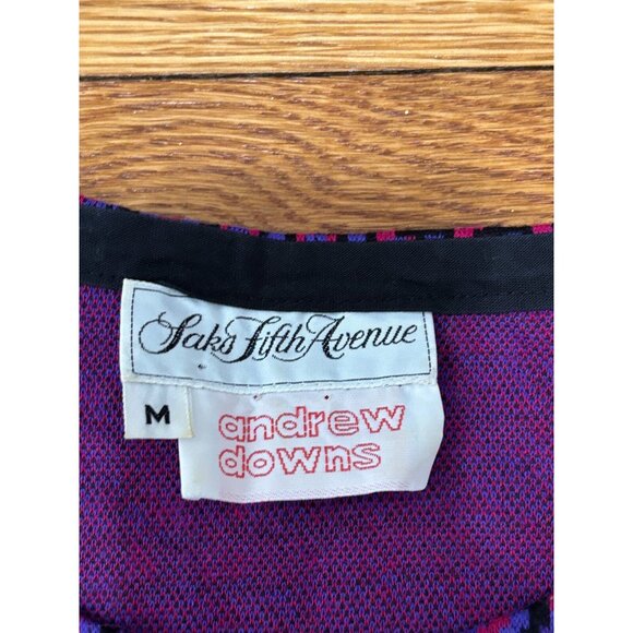 Vintage Saks Fifth Avenue Womens Sweater Size Medium Retro Purple Houndstooth - Picture 5 of 9